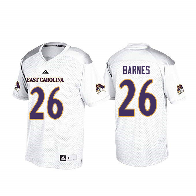 Men #26 Asa Barnes ECU Pirates College Football Jerseys Sale-White - Click Image to Close
